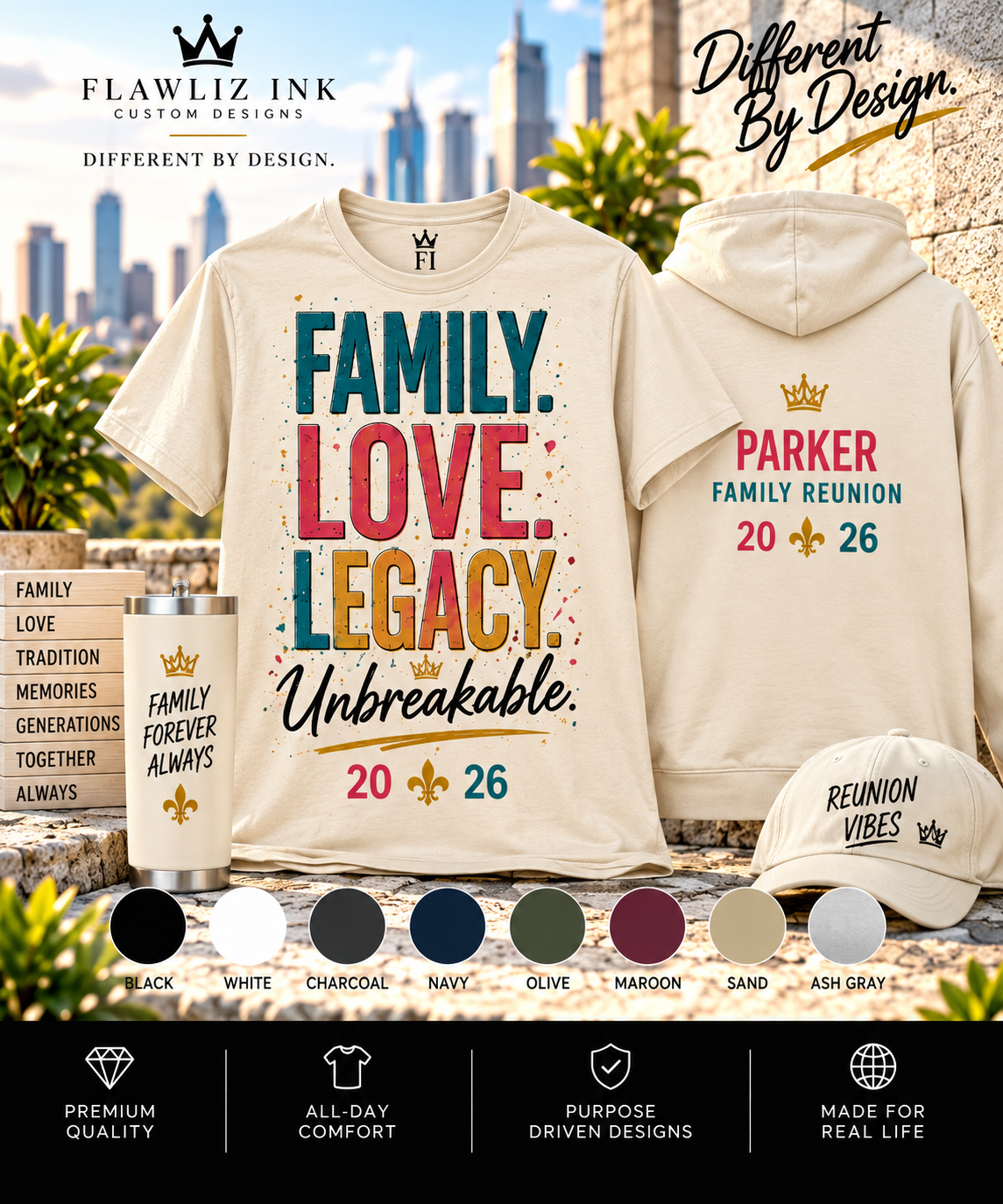 Family. Love. Legacy. Unbreakable. | Graphic Tee & Hoodie