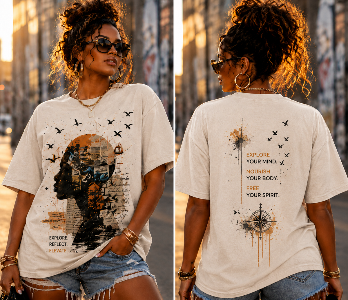 Explore. Reflect. Elevate. graphic tee and hoodie by Flawliz Ink - product image 1