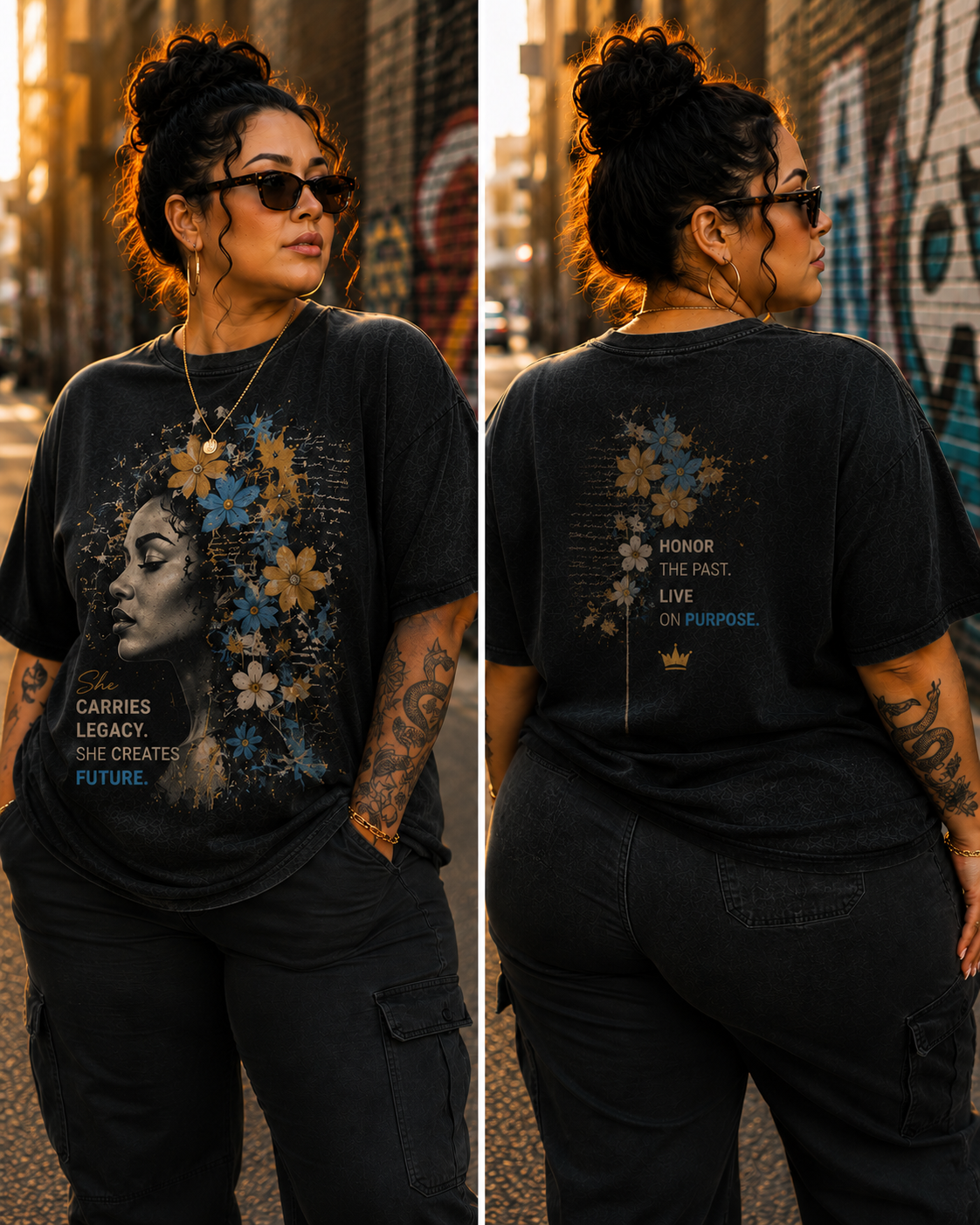 She Carries Legacy, She Creates Future graphic tee and hoodie by Flawliz Ink - product image 1