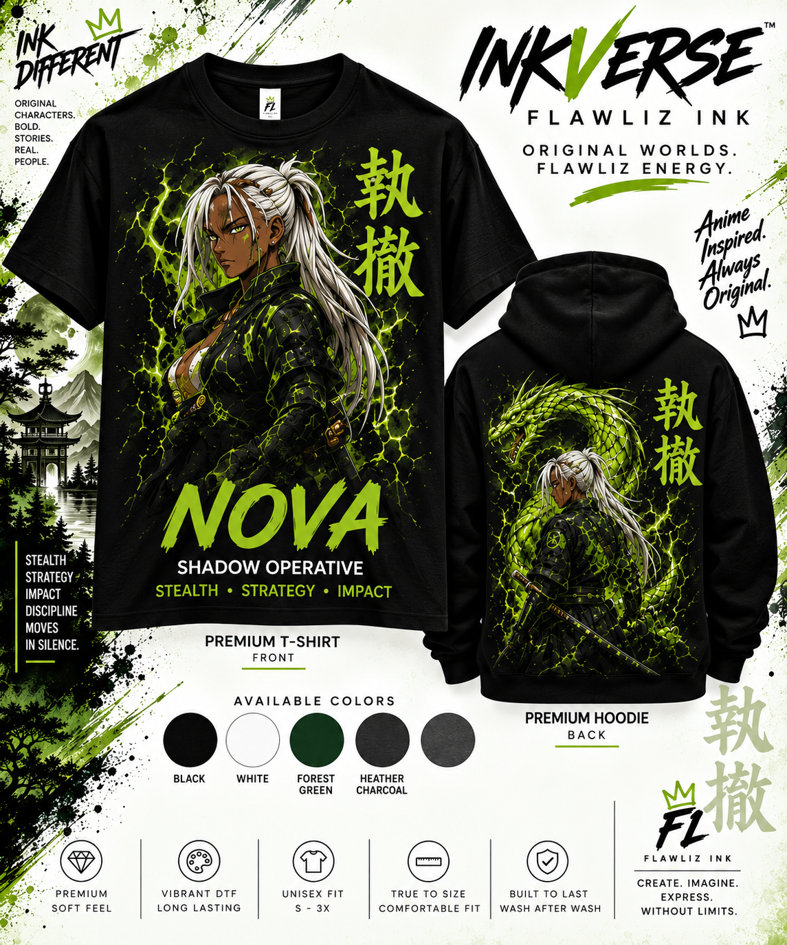 NOVA | Shadow Operative | InkVerse Premium T-Shirt & Hoodie.
