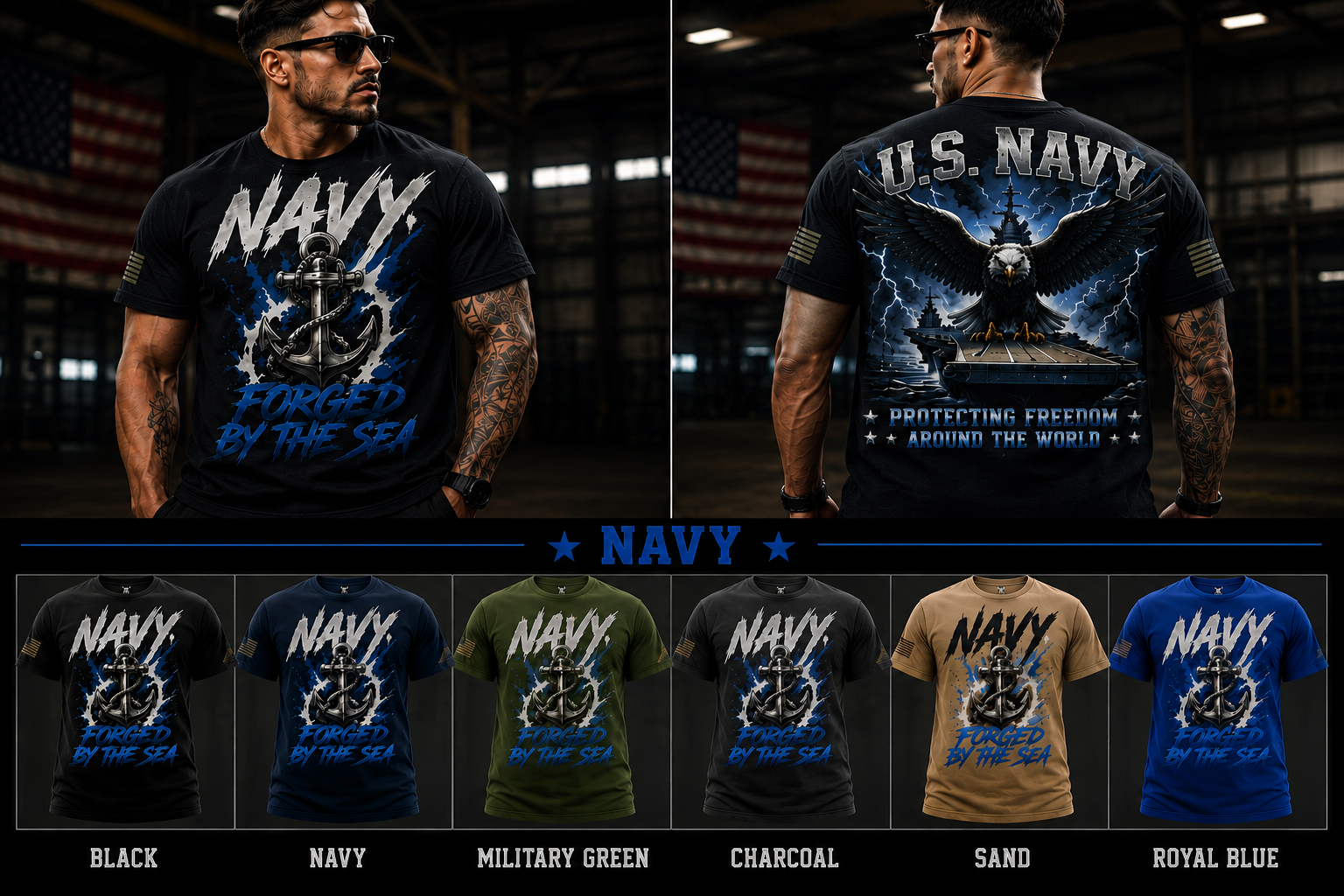 Forged by the Sea™ | U.S. Navy Veteran Premium Graphic T-Shirt & Hoodie