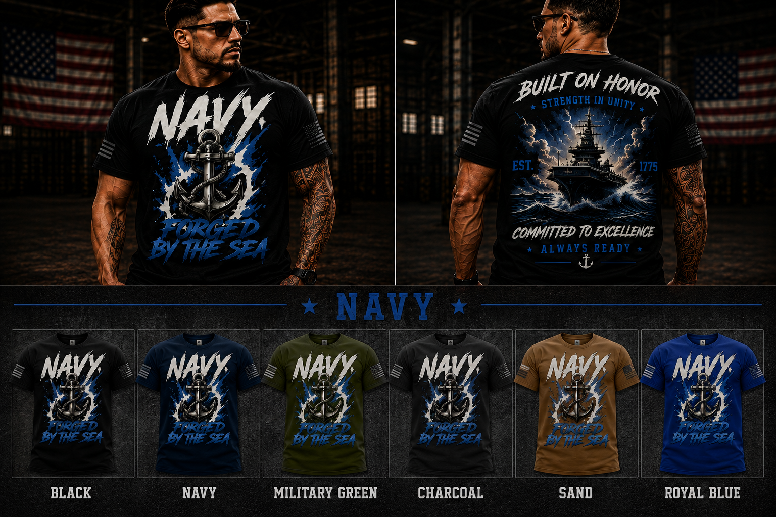 Forged by the Sea™ | U.S. Navy Honor & Excellence Premium T-Shirt & Hoodie