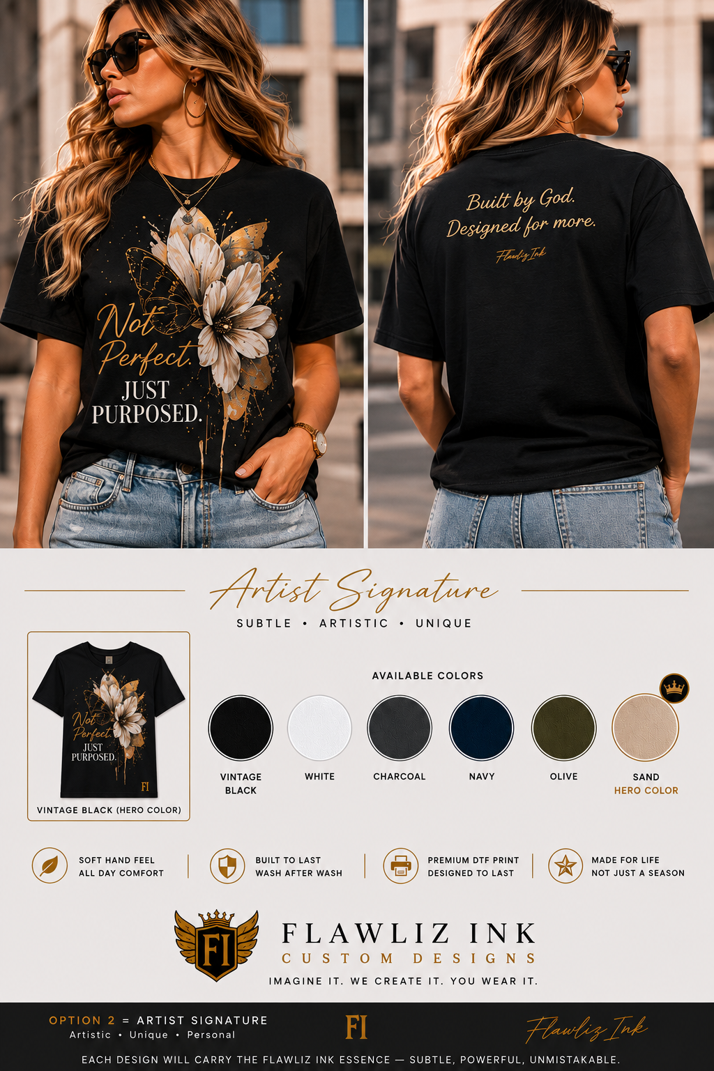 Not Perfect. Just Purposed.™ Premium Graphic Tee | T-Shirt & Hoodie