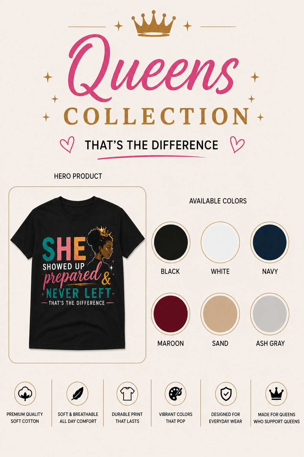 She Showed Up Prepared Women's Graphic T-Shirt & Hoodie