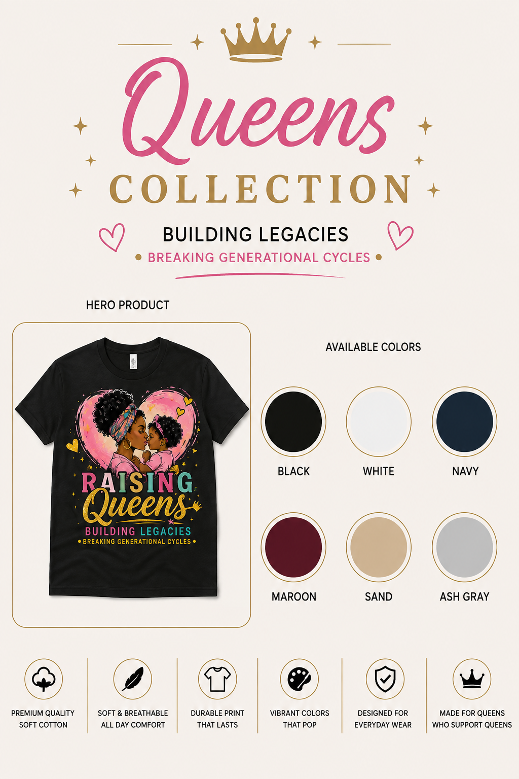 Raising Queens Women's Graphic T-Shirt & Hoodie