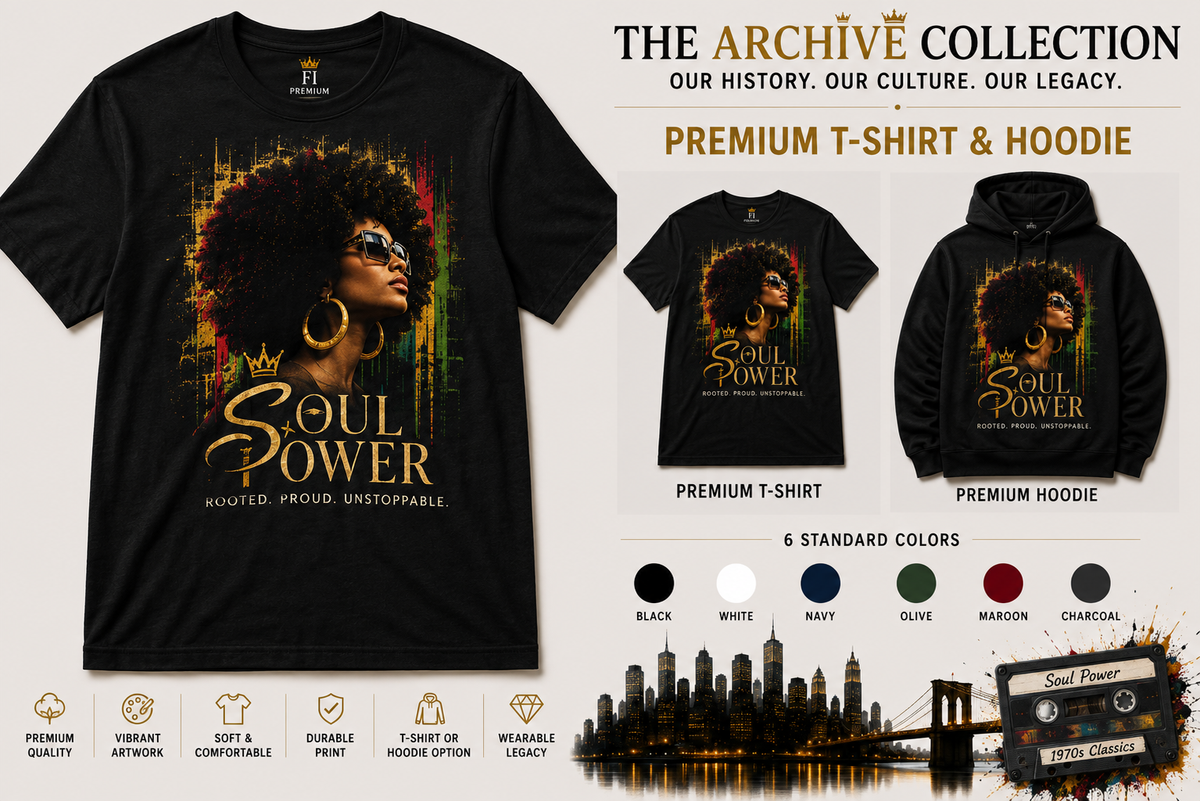 1970s Soul Power graphic tee and hoodie by Flawliz Ink - product image 1