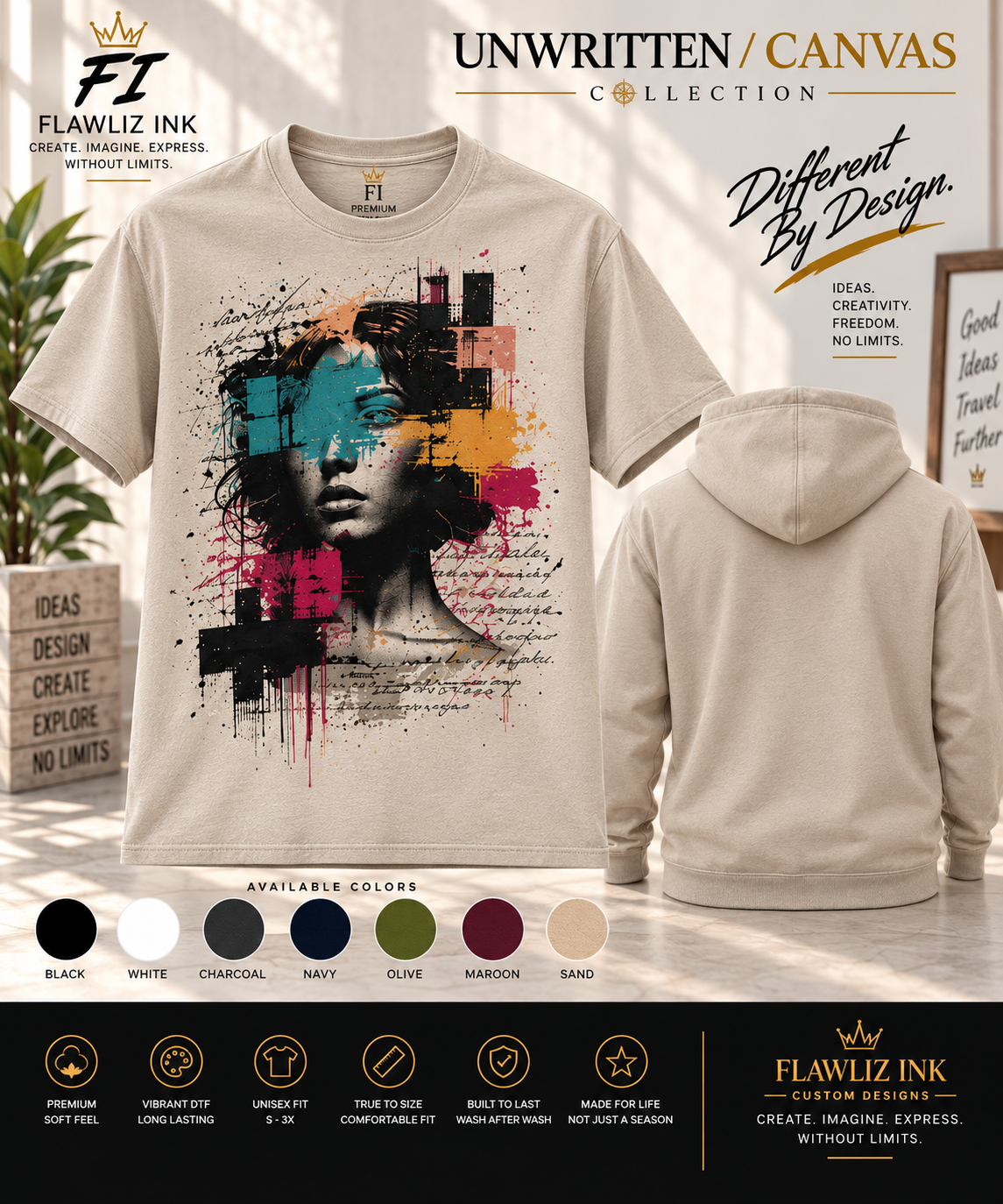 Beautifully Unwritten | Unwritten / Canvas Premium T-Shirt & Hoodie.