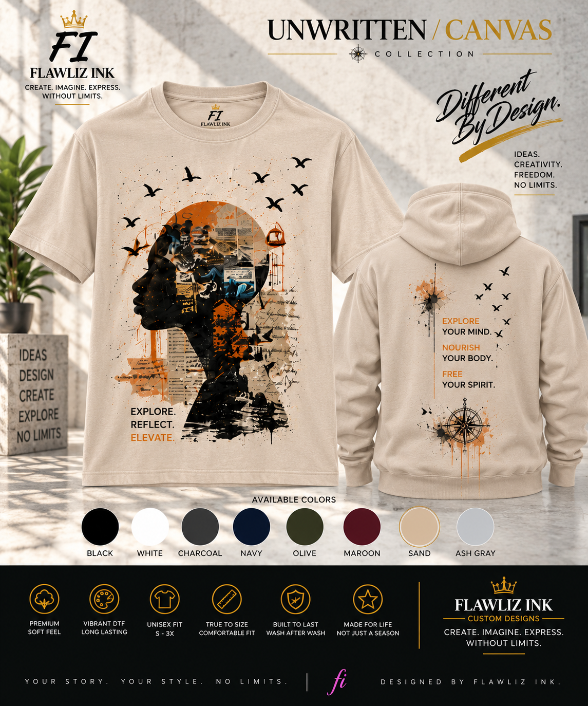 Explore. Reflect. Elevate. | Graphic Tee & Hoodie