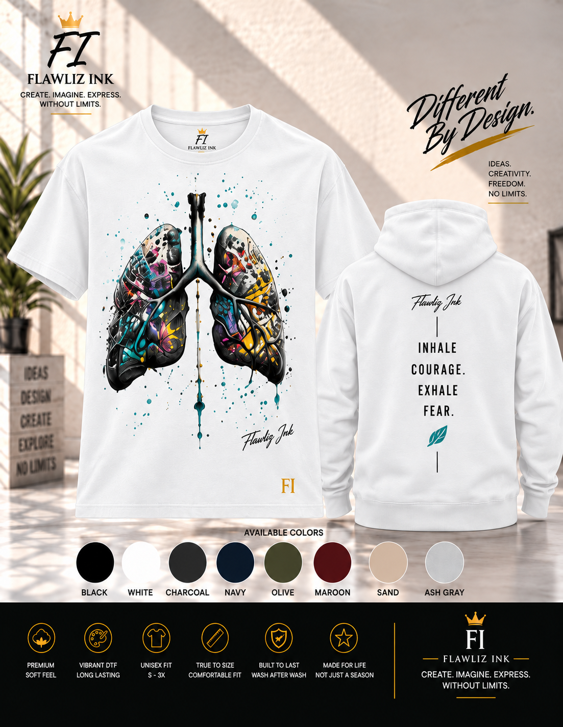 Vibrant Lung Art  | Unwritten / Canvas Premium T-Shirt & Hoodie.