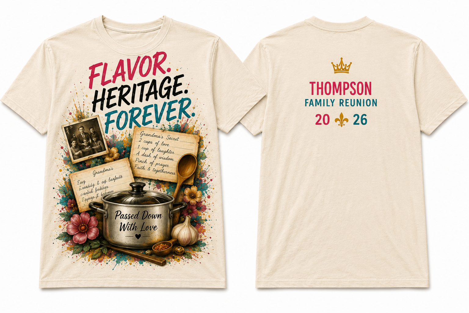 Flavor, Heritage & Forever | Personalized Family Reunion T-Shirt & Hoodie.