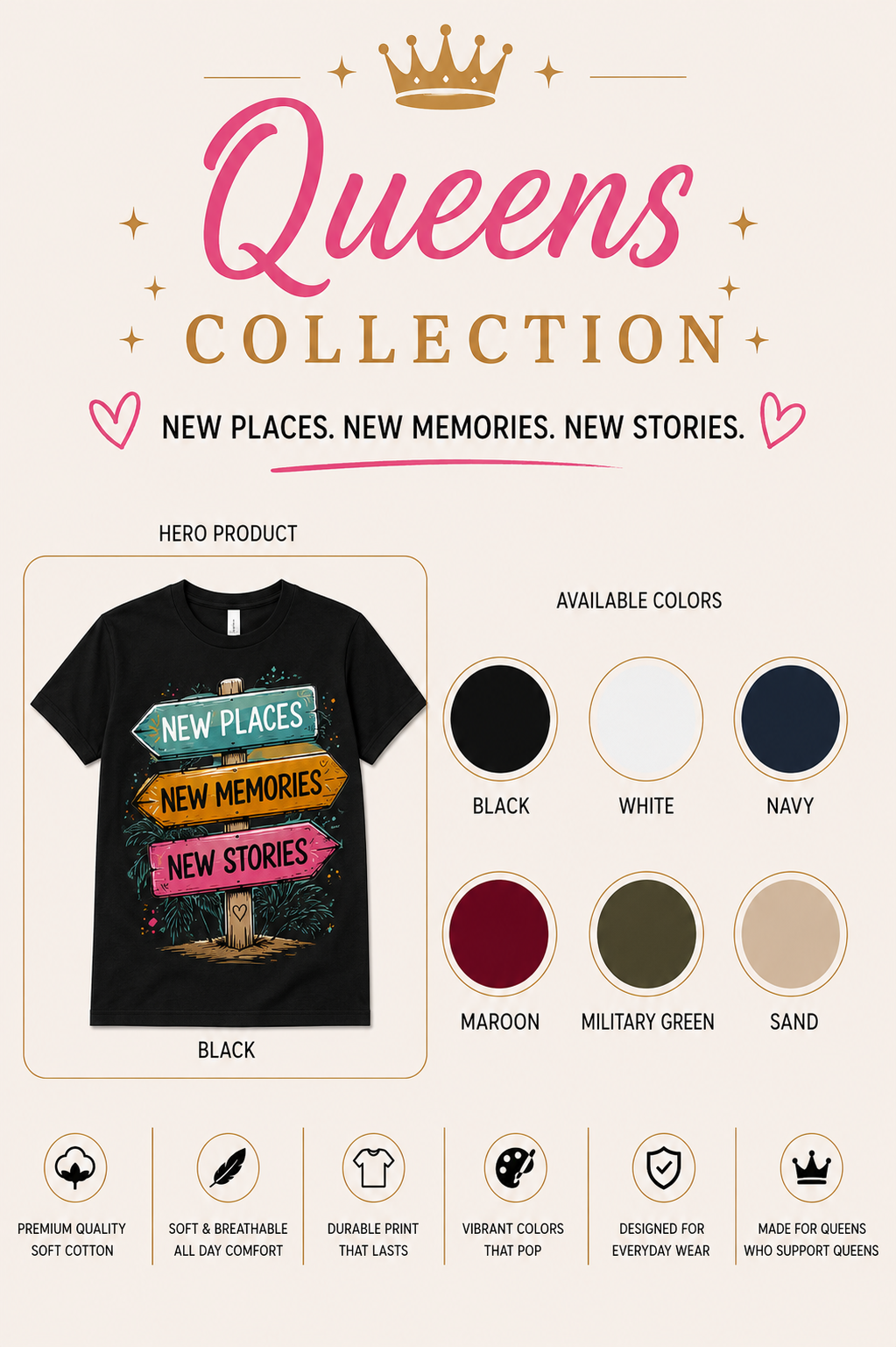 New Places, New Memories, New Stories Women's Graphic T-Shirt & Hoodie