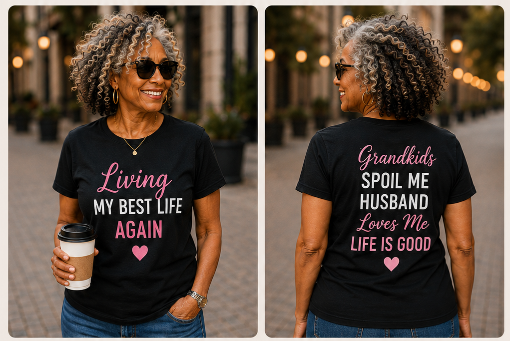 Living My Best Life Again Women's Graphic T-Shirt | Grandma Lifestyle Tee | T-Shirt & Hoodie