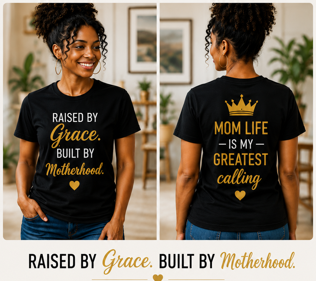 Raised by Grace. Built by Motherhood. Women's Graphic T-Shirt & Hoodie