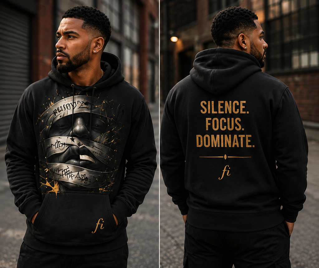 Silence. Focus. Dominate. | Men’s Premium Graphic Hoodie | T-Shirt & Hoodie